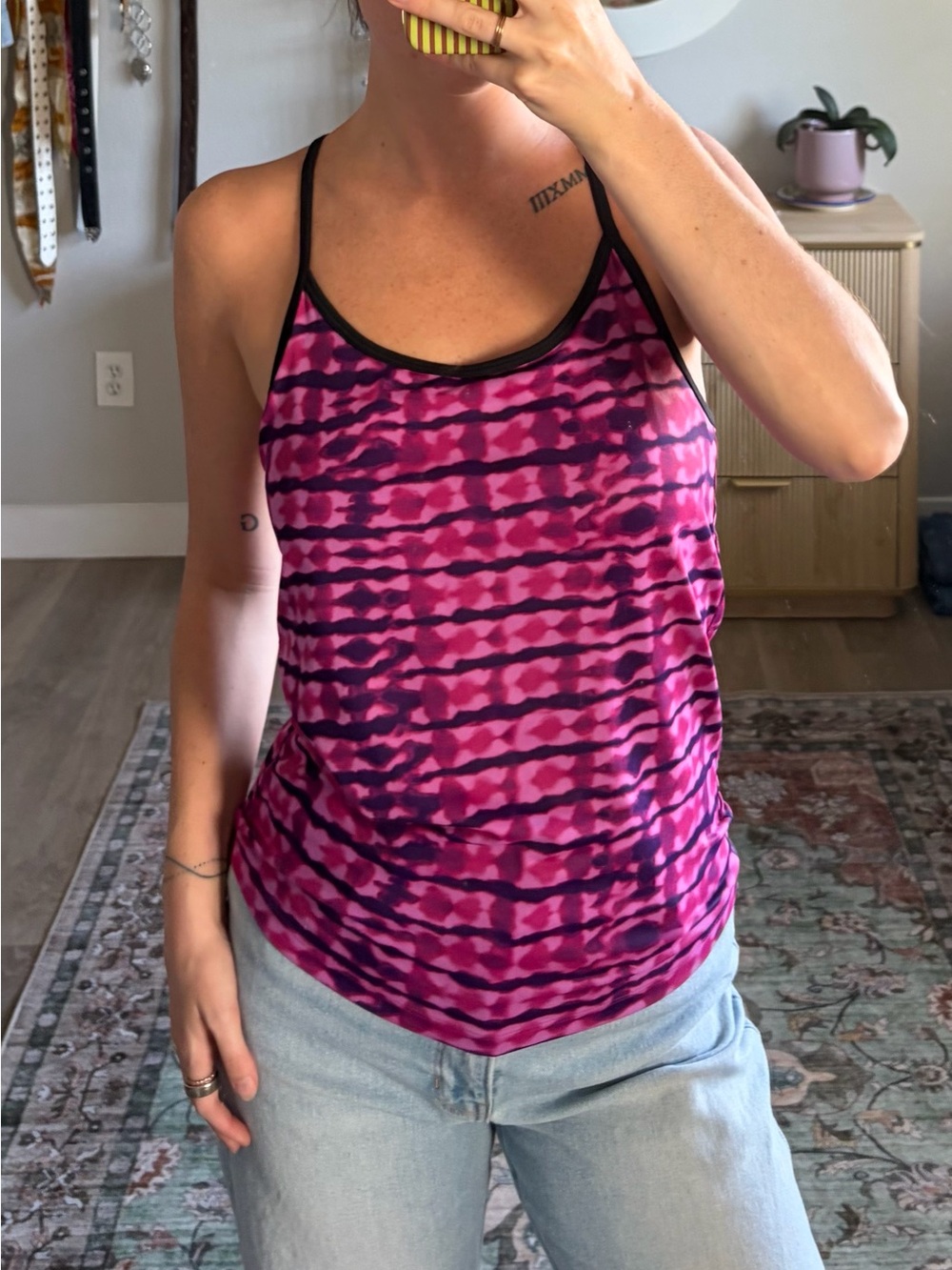 Champion Pink Purple Abstract Racerback Tank Top Large